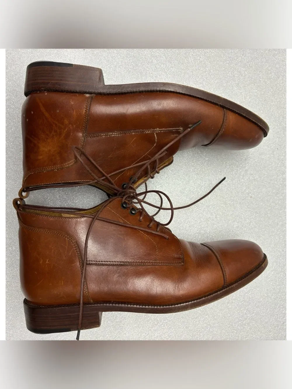 Vintage Polo by Ralph Lauren  Leather Cap-Toe Chukka  Boots in Cognac Size 9D